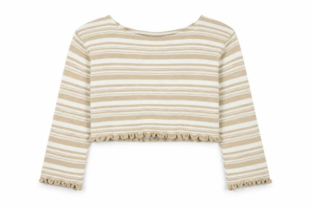 Nasty Gal Womens Beige Striped  Pullover Jumper Size M  - Cropped