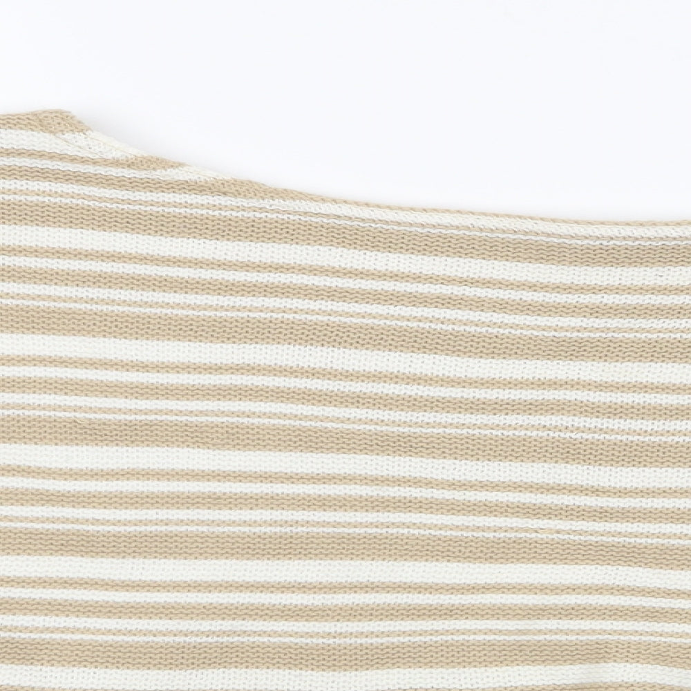 Nasty Gal Womens Beige Striped  Pullover Jumper Size M  - Cropped