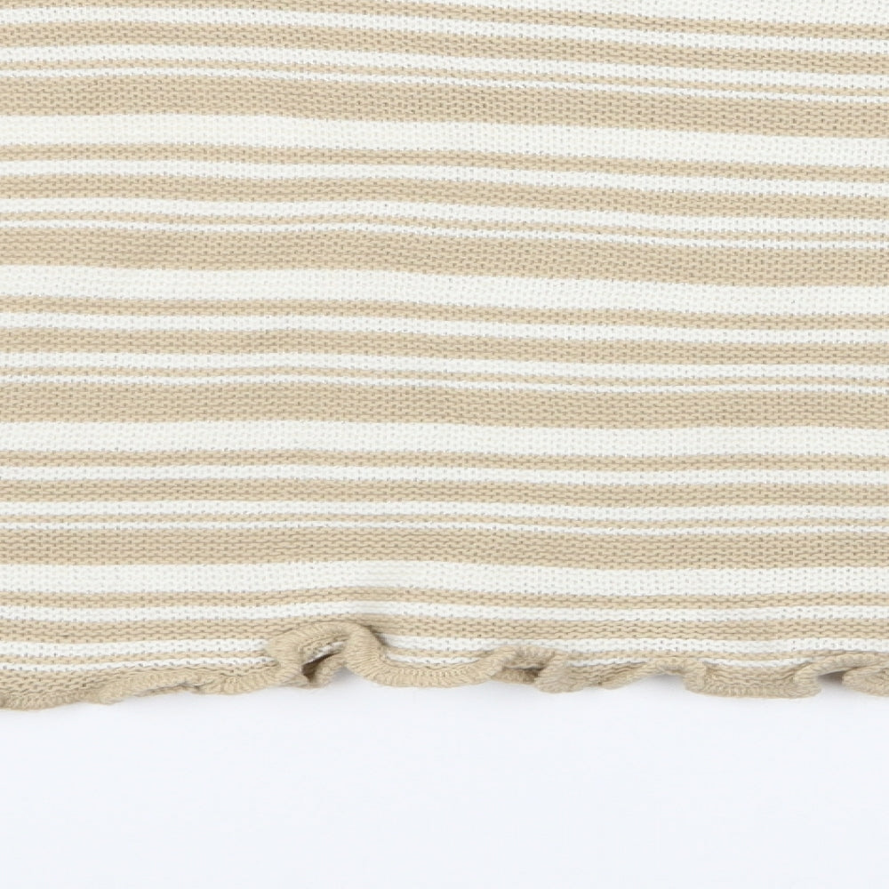 Nasty Gal Womens Beige Striped  Pullover Jumper Size M  - Cropped