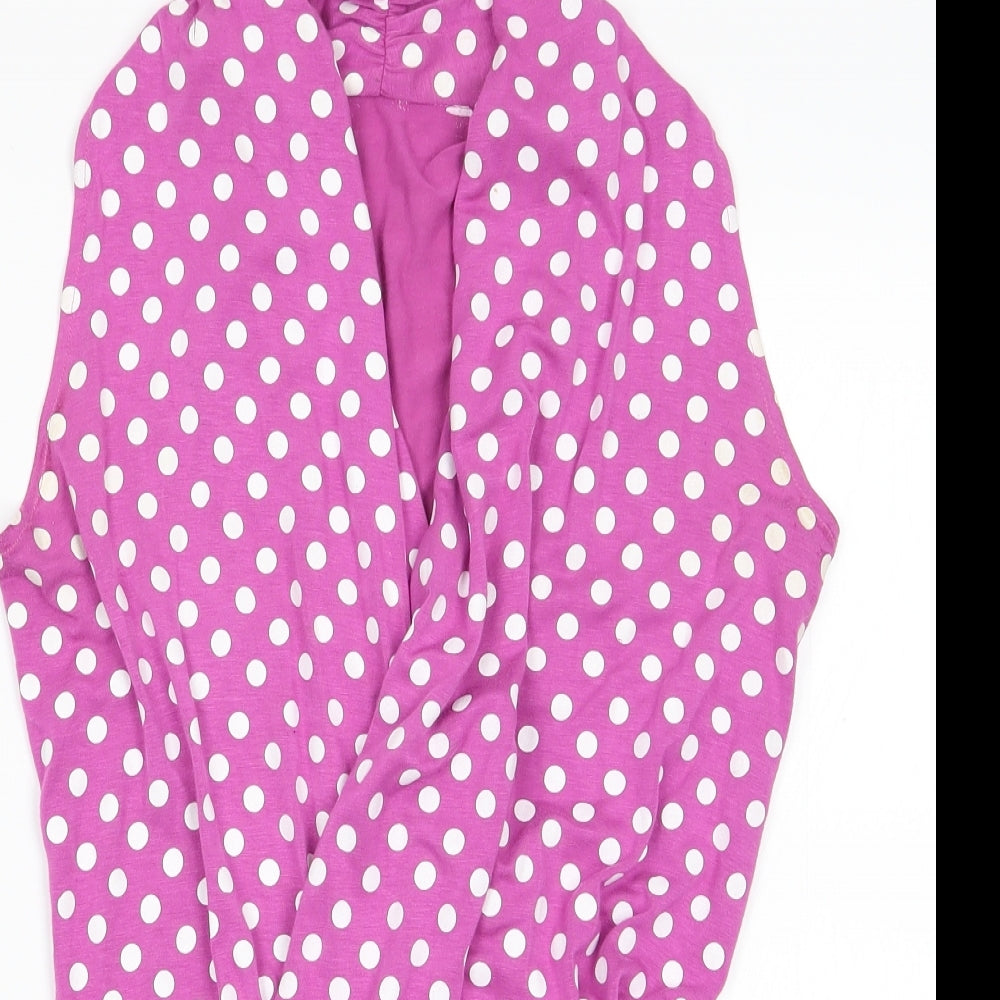 Preworn Womens Pink Polka Dot  Wrap Blouse   - Knitted Hem