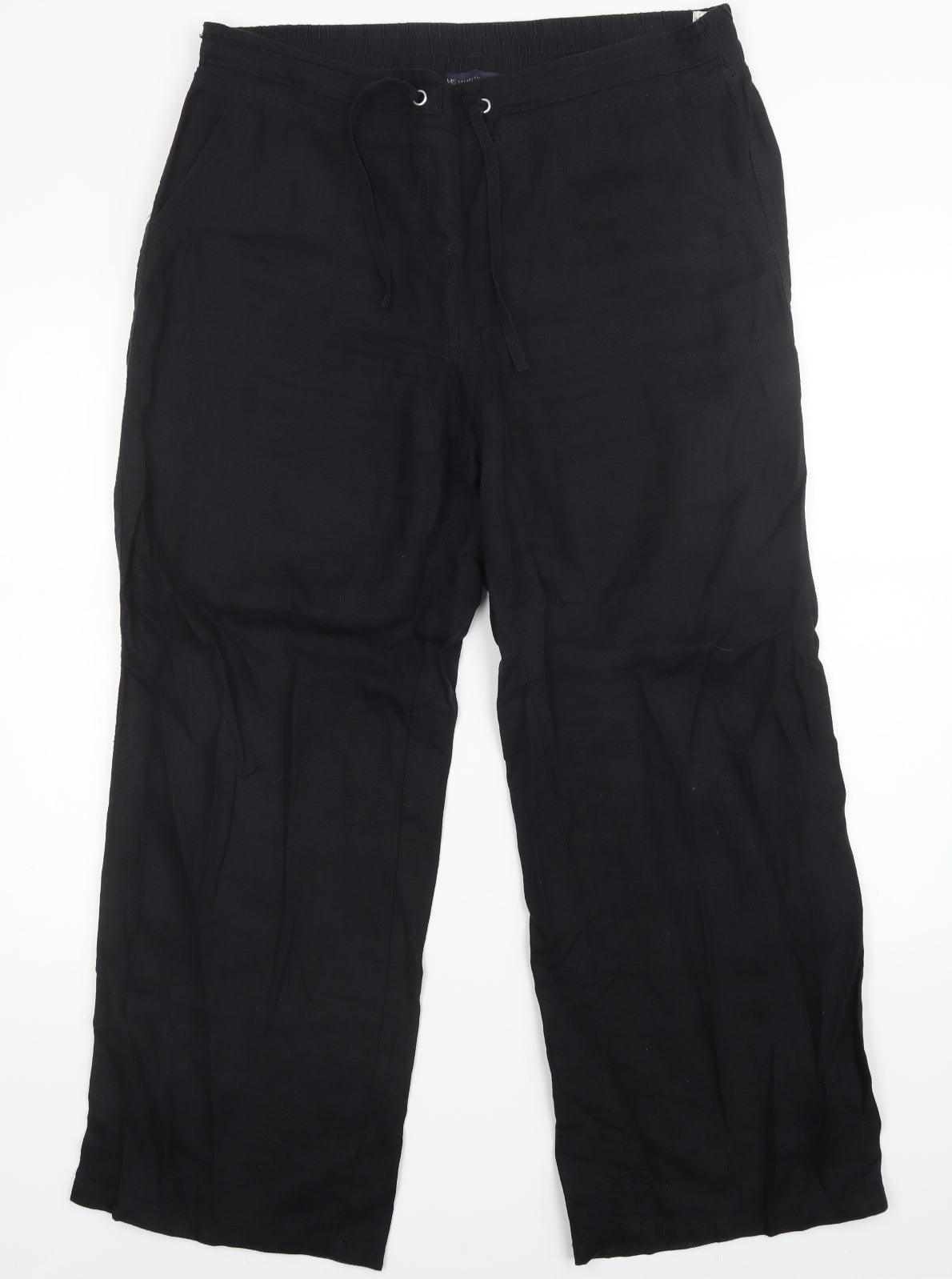 M&S Womens Black   Trousers  Size 16 L27 in