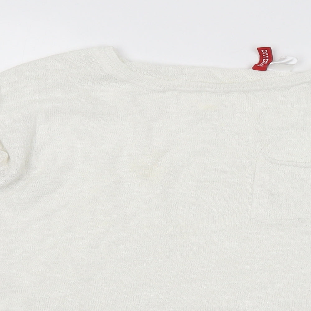 H&M Womens White   Pullover Jumper Size L