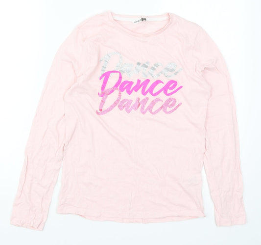 Pep&C Girls Pink Solid  Top Pyjama Top Size 11-12 Years  - Dance Dance Dance