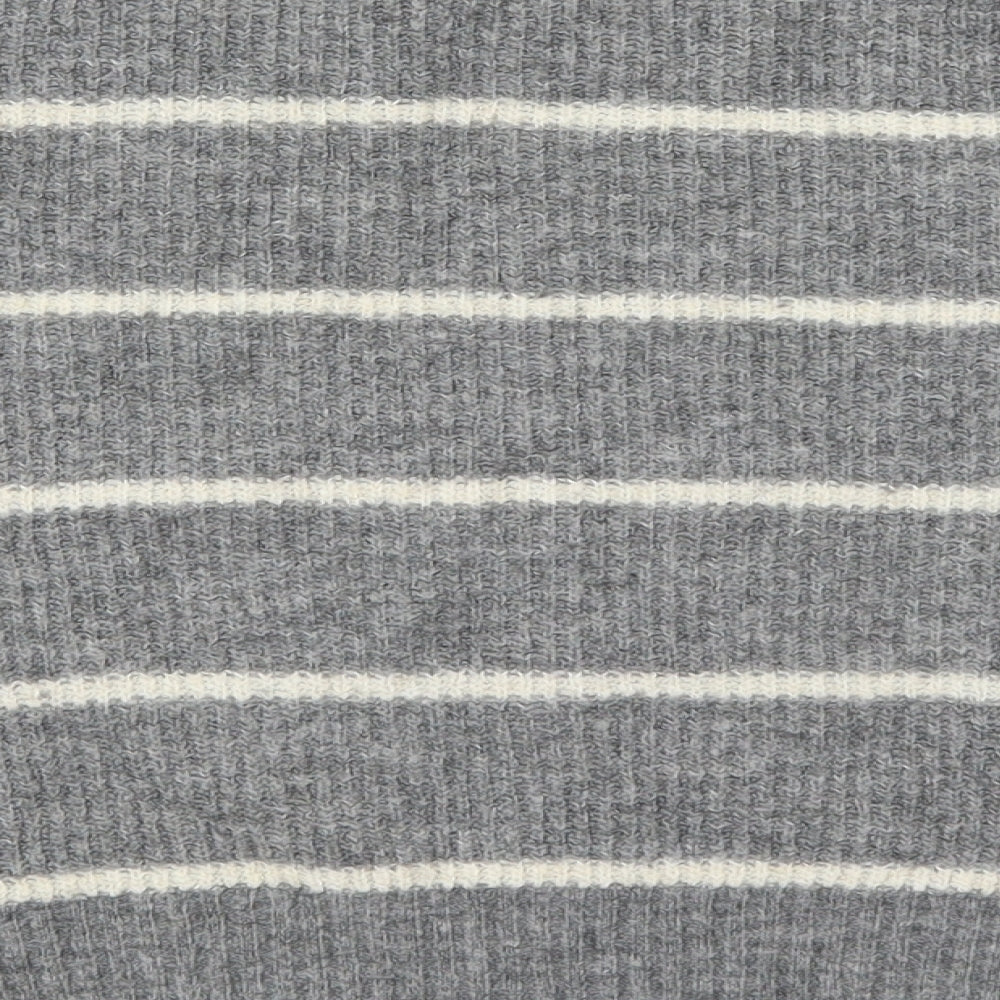 H&M Womens Grey Striped Knit Pullover Jumper Size L