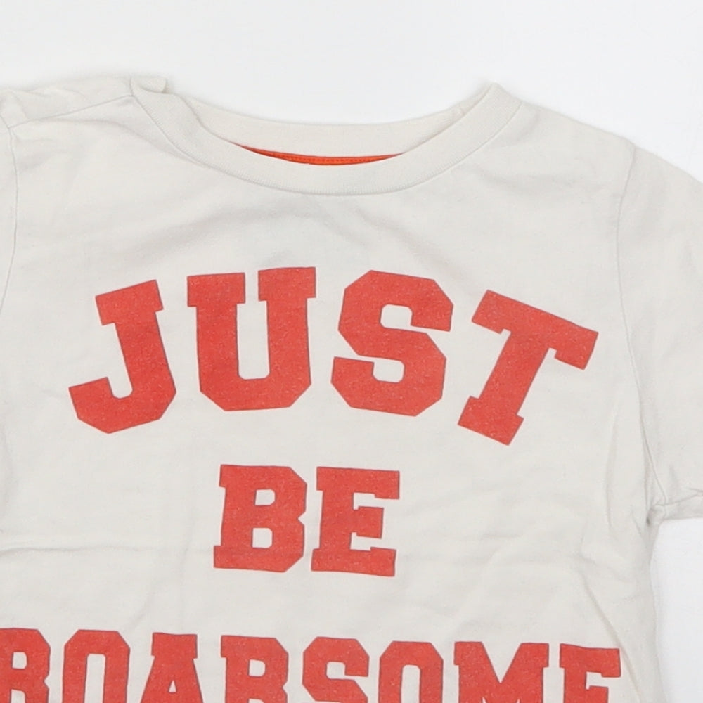 F&F Boys White   Basic T-Shirt Size 4-5 Years  - Just Be Roarsome