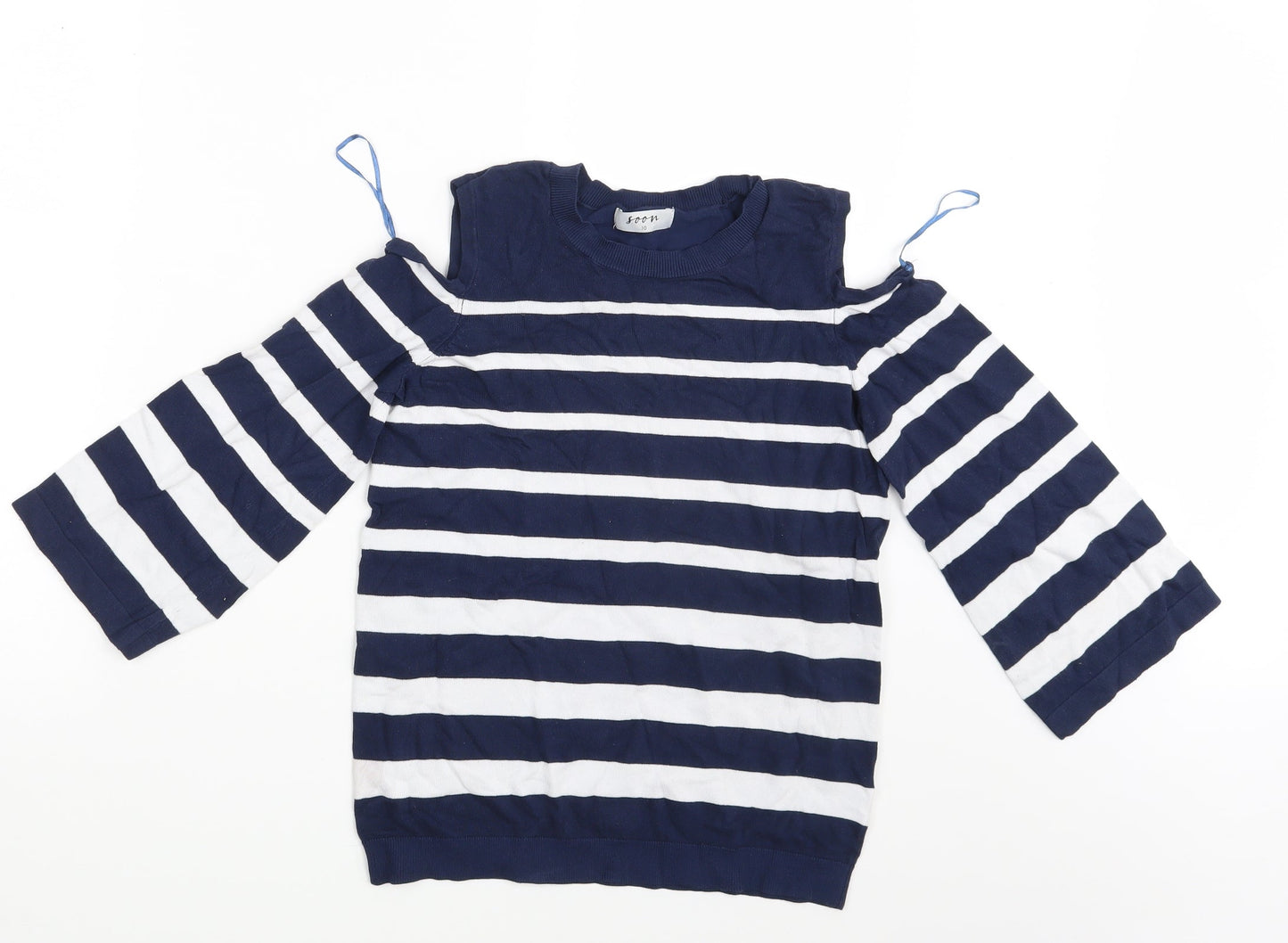 Matalan Womens Blue Striped  Pullover Jumper Size 10
