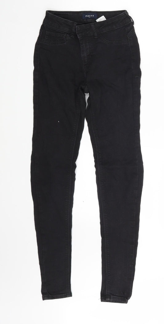 Pieces Girls Black  Denim Skinny Jeans One Size