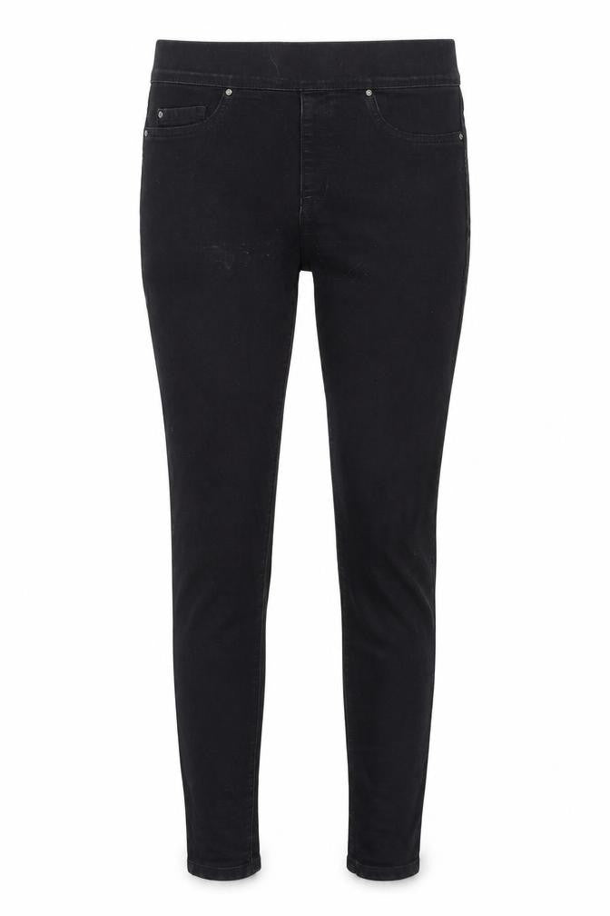 Front view of Denim & Co. women’s black denim jegging jeans, size UK 10, 28-inch leg