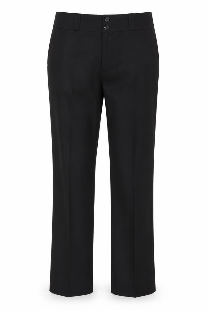 Front view of A&R Collection women’s black trousers, size UK 12, 30-inch leg