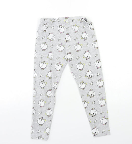 Disney Girls Grey Geometric  Top Lounge Pants Size 6 Years  - Beauty and the Beast
