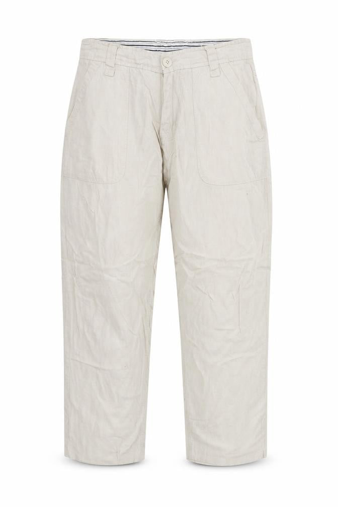 Front view of Dunnes women’s grey tapered jeans, size UK 30, in, 29-inch leg