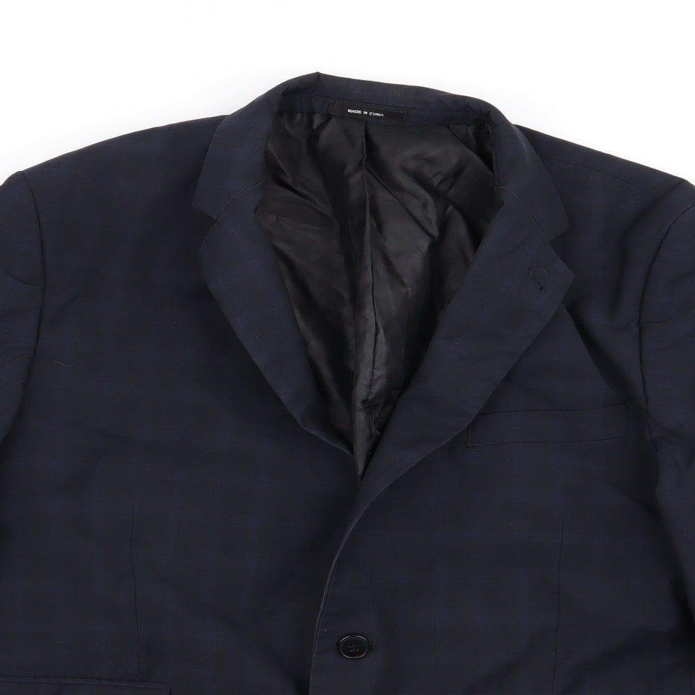 Cedar Wood State Mens Blue Check  Jacket Blazer Size 44