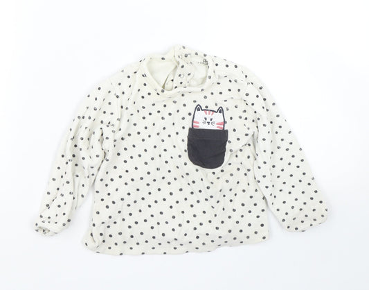 Preworn Baby White Spotted  Pullover Jumper Size 24 Months  - Cat