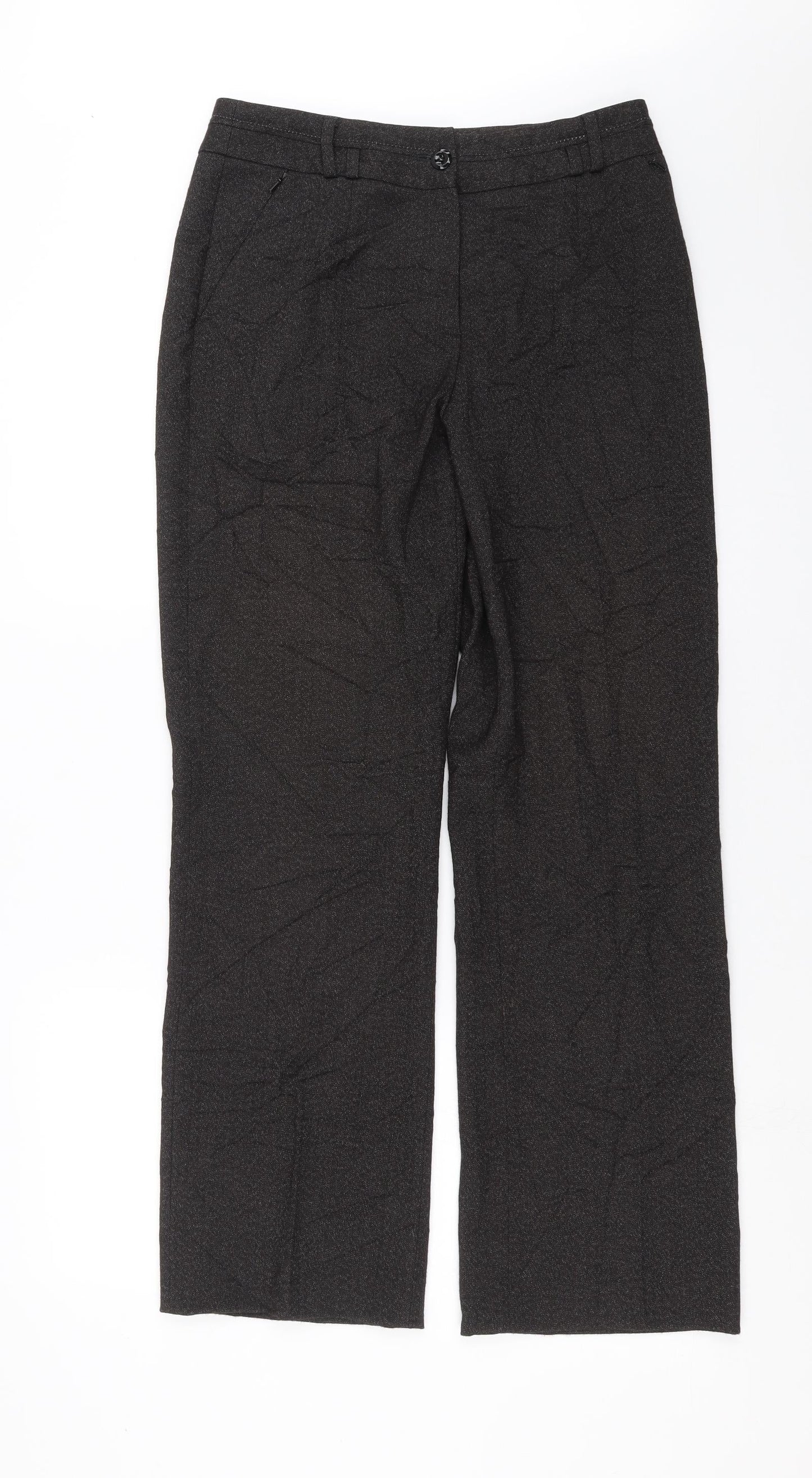 Oscar B  Womens Black Herringbone  Trousers  Size 12 L29 in