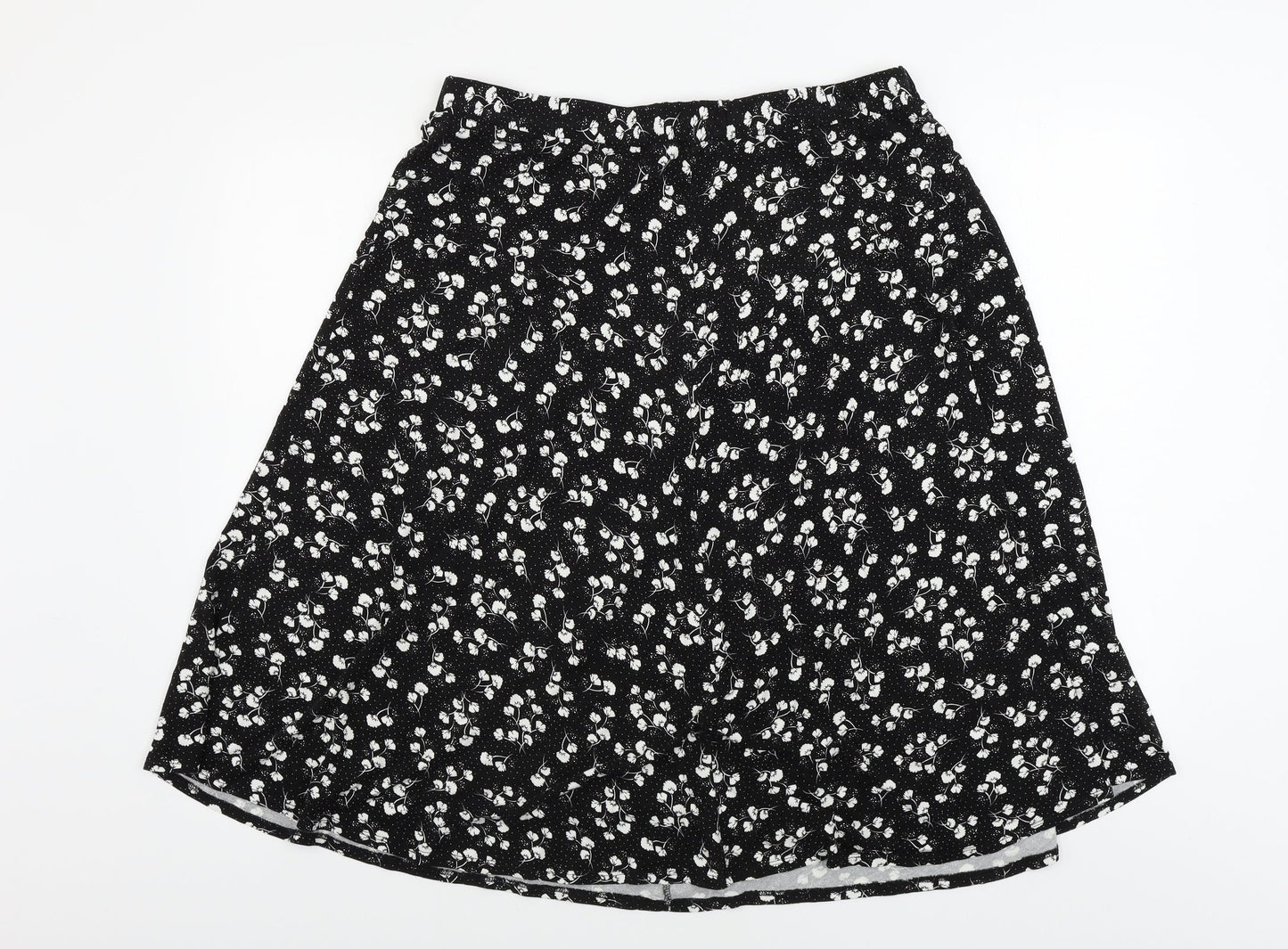 Preworn  Womens Black Floral  A-Line Skirt Size 32 in