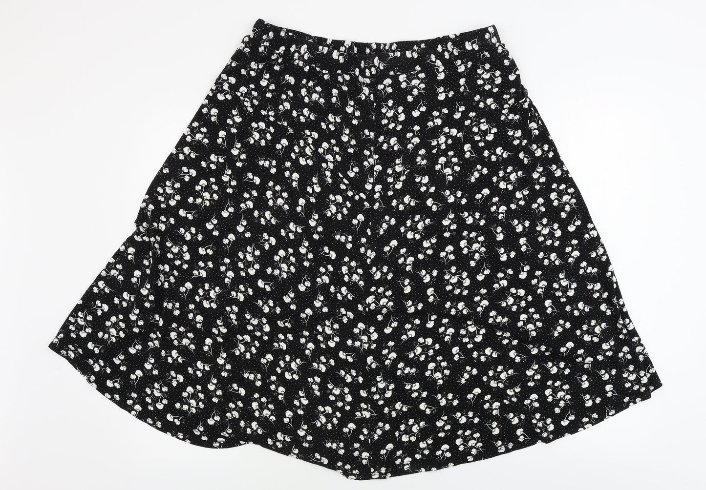 Preworn  Womens Black Floral  A-Line Skirt Size 32 in