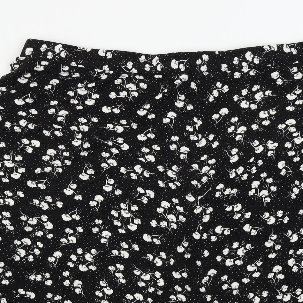 Preworn  Womens Black Floral  A-Line Skirt Size 32 in