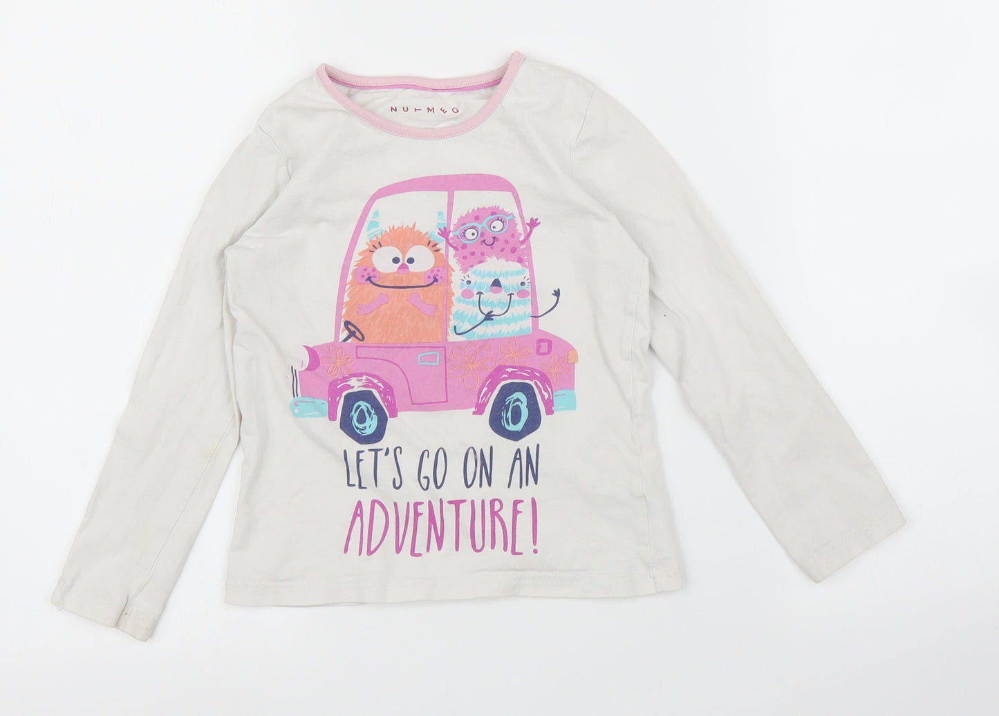 Nutmeg Girls White   Basic T-Shirt Size 5-6 Years