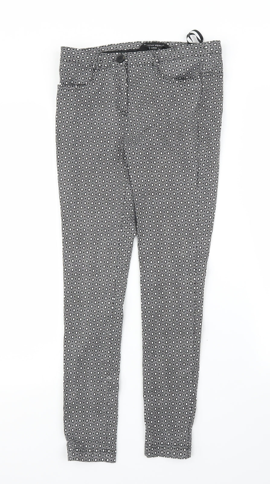 Dorothy Perkins Womens Grey Floral  Carrot Trousers Size 8 L24 in