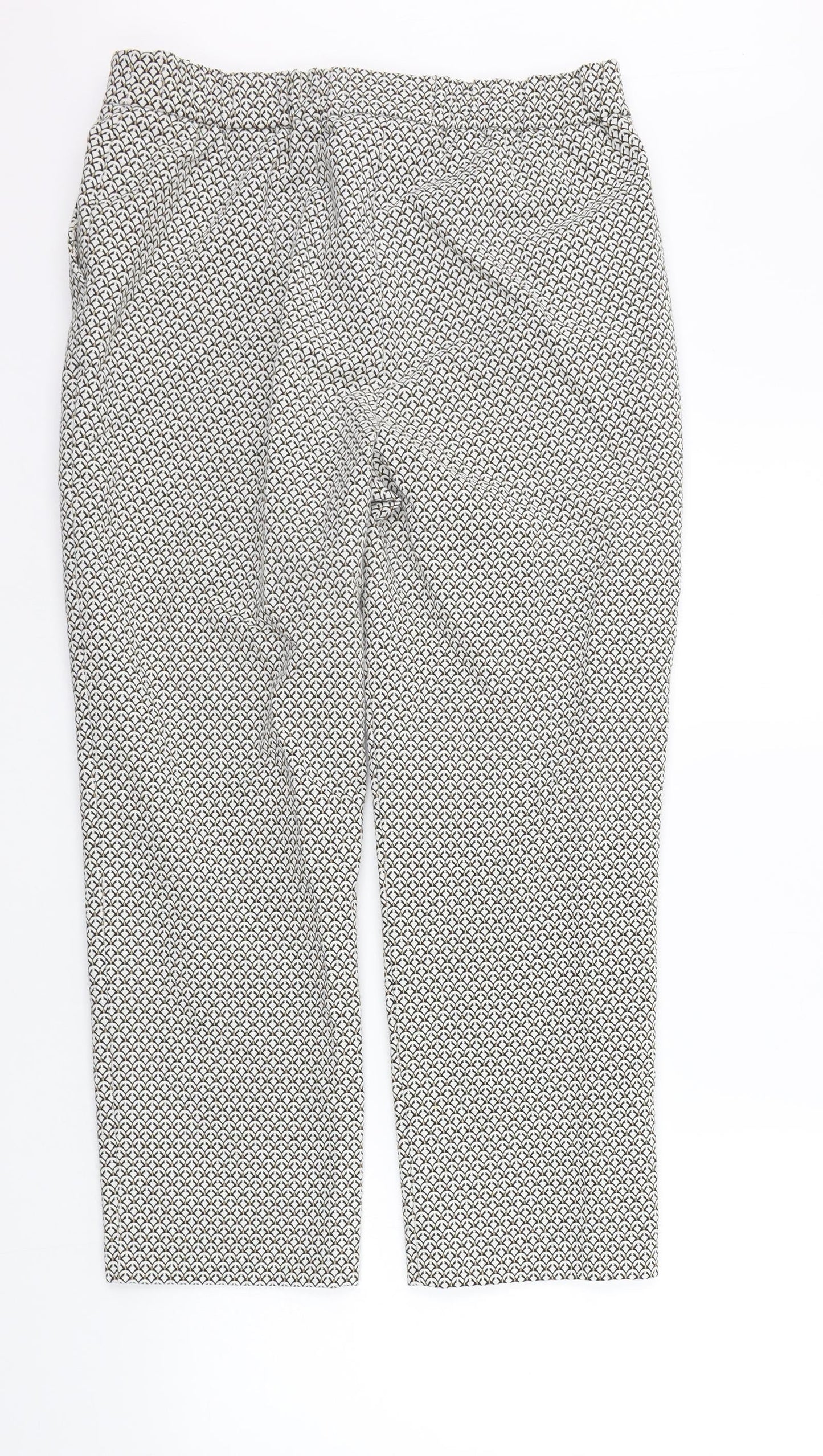 Marks and Spencer Womens White Geometric  Trousers  Size 14 L25 in