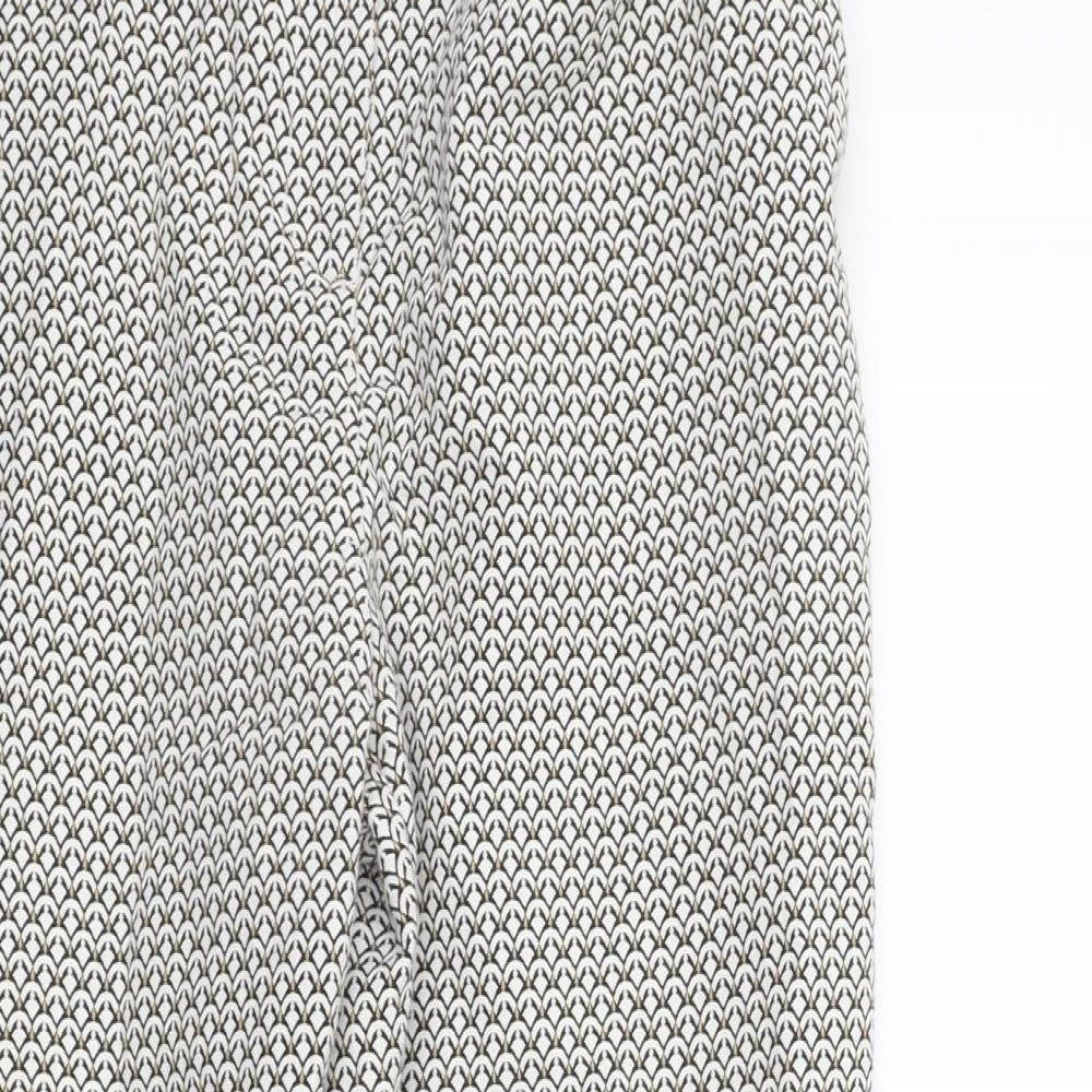 Marks and Spencer Womens White Geometric  Trousers  Size 14 L25 in