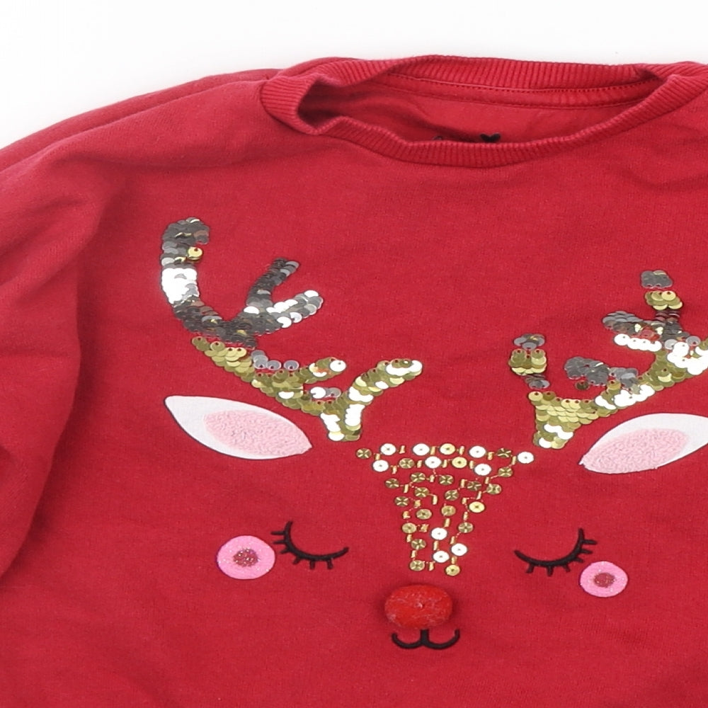 F&F Boys Red   Pullover Jumper Size 5-6 Years  - SEQUIN