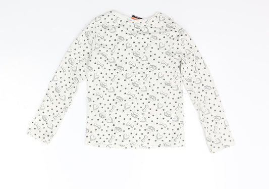George Boys White Geometric  Basic T-Shirt Size 6-7 Years