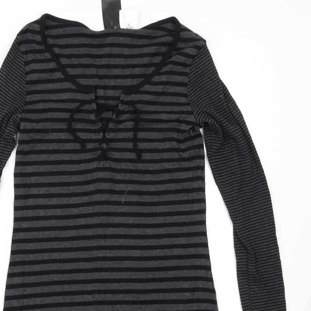 H&M Womens Black Striped  Fit & Flare  Size S