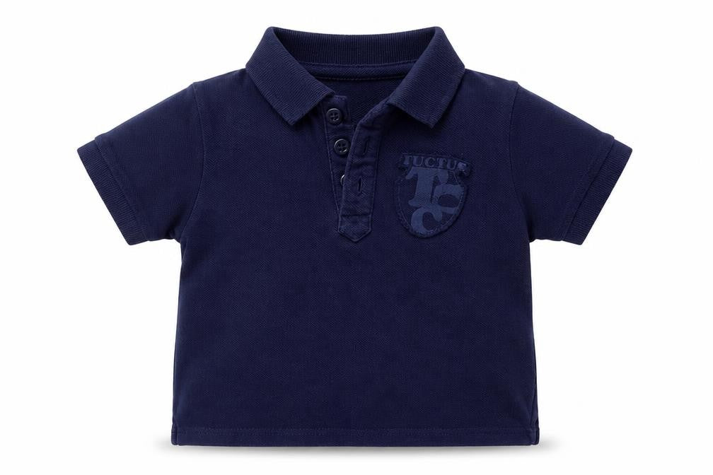 Front view of tuc tuc Baby Blue Basic Polo, size 12, Months
