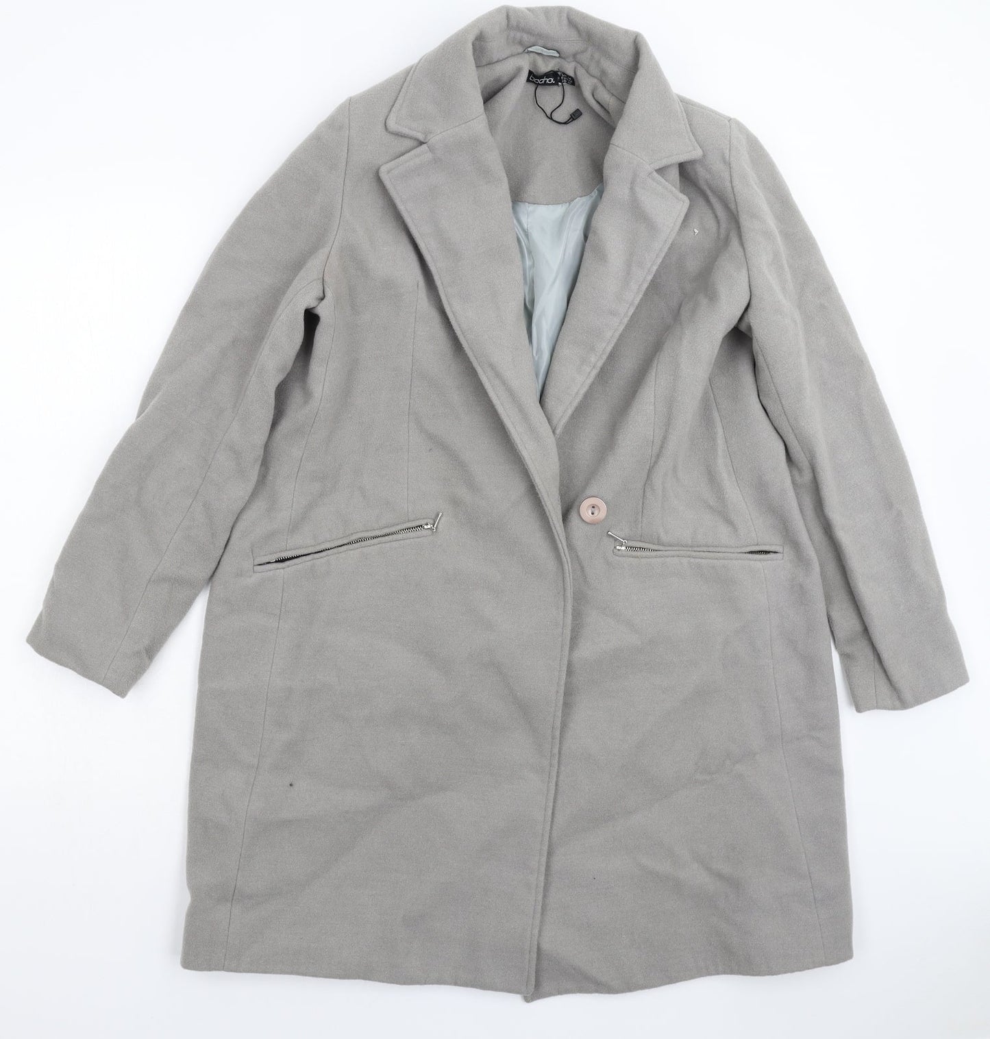 Boohoo Womens Grey   Overcoat Coat Size 14