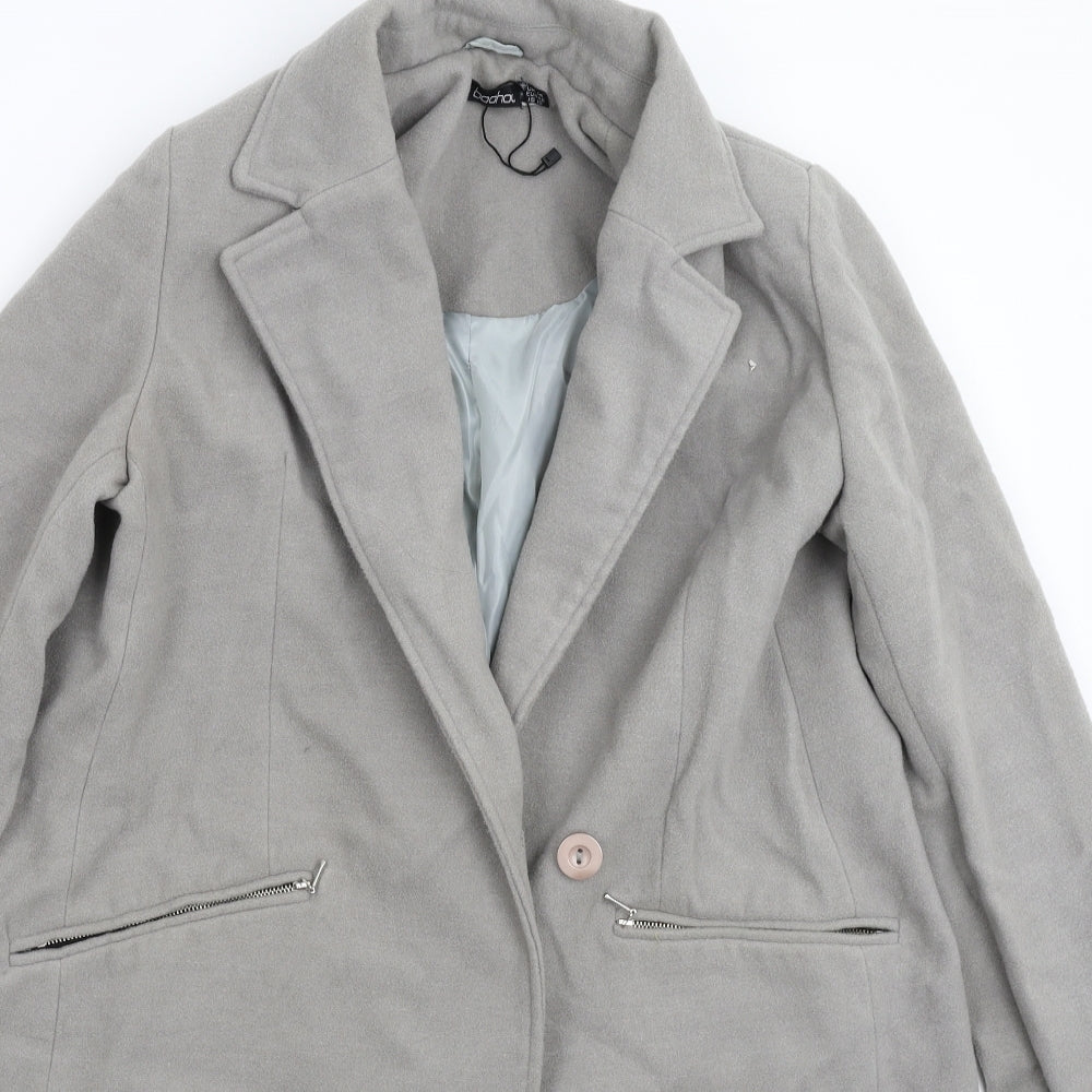 Boohoo Womens Grey   Overcoat Coat Size 14