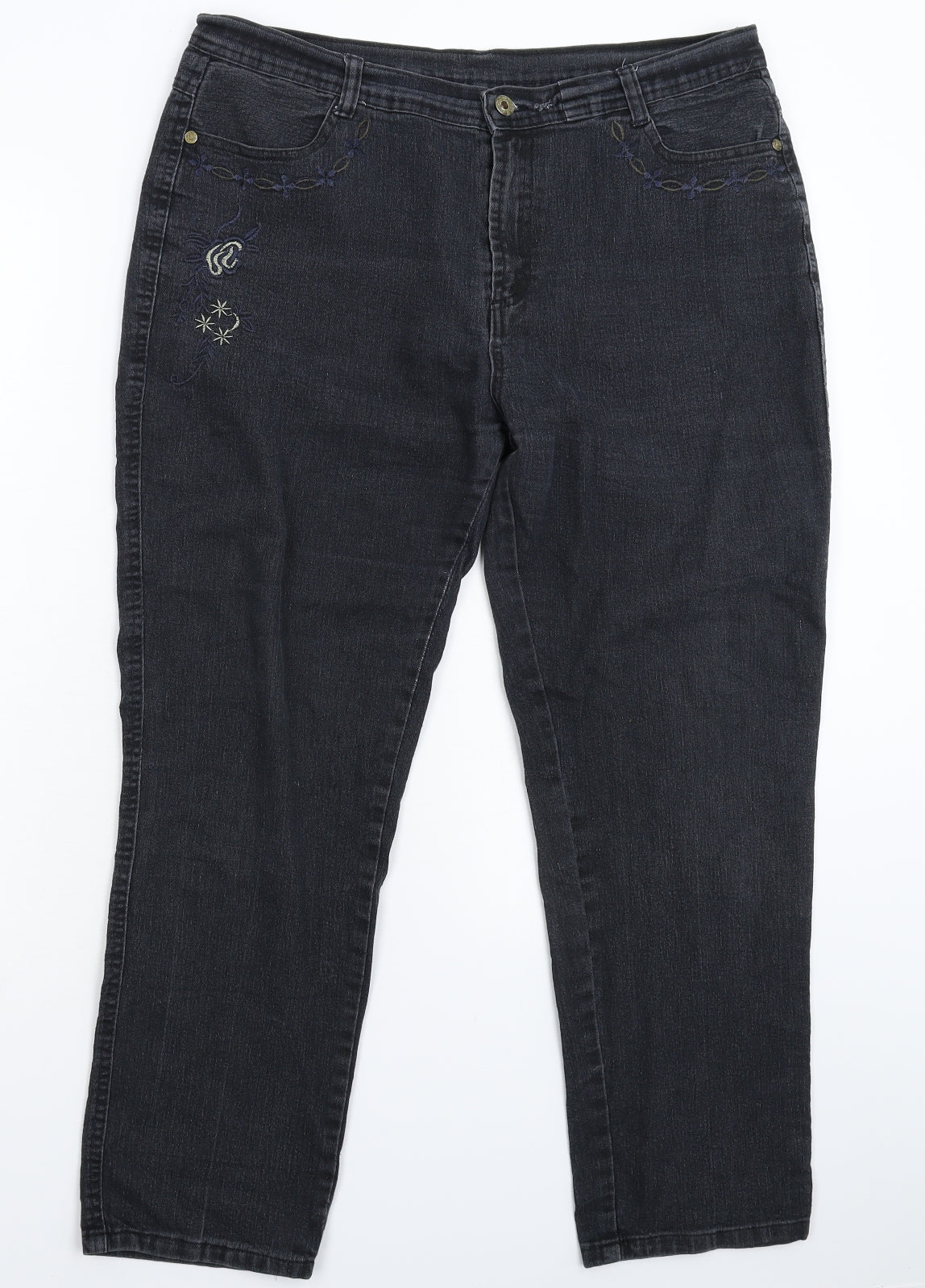 Preworn Womens Blue  Denim Straight Jeans Size 35 in L27 in