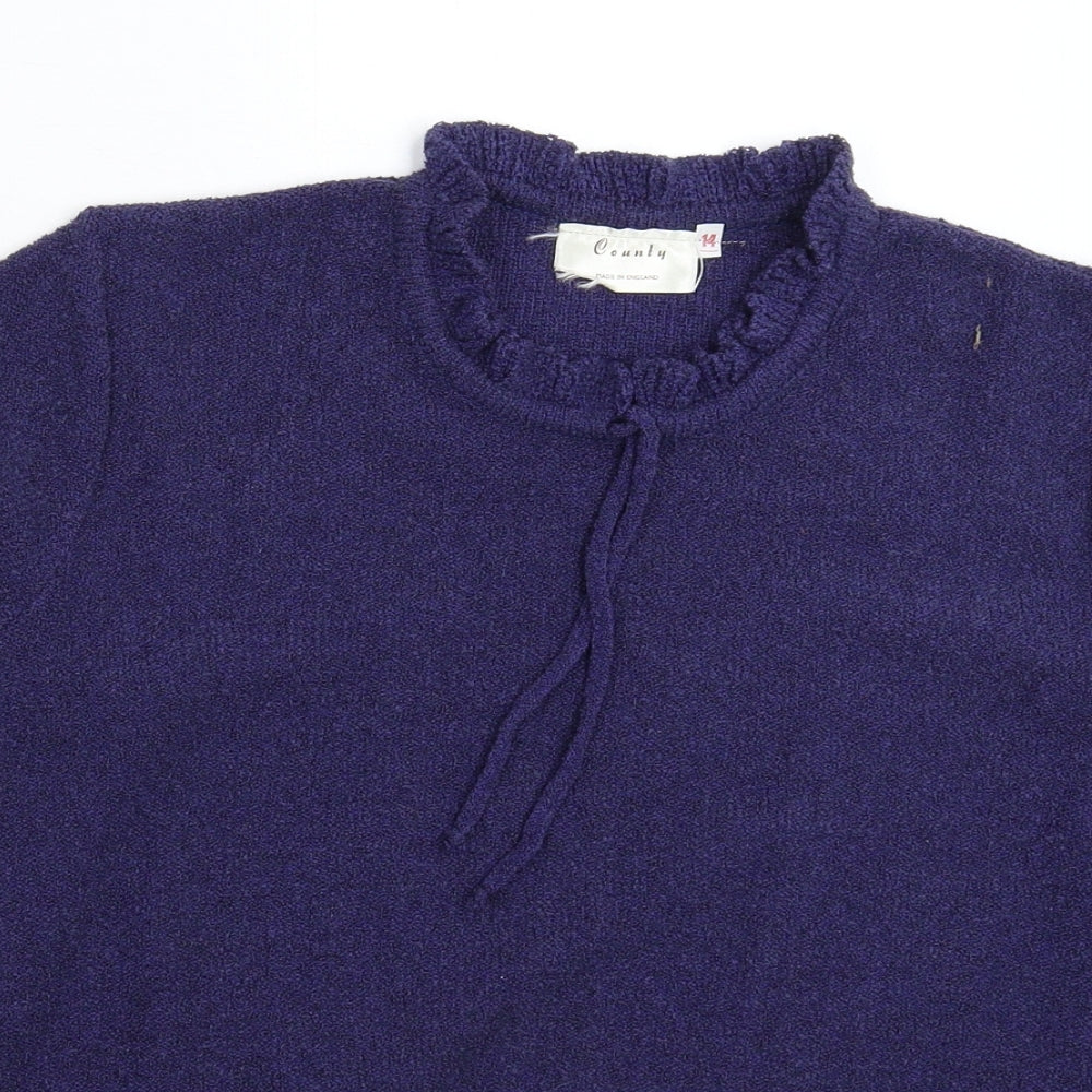 County Womens Blue  Jersey Pullover Jumper Size 14
