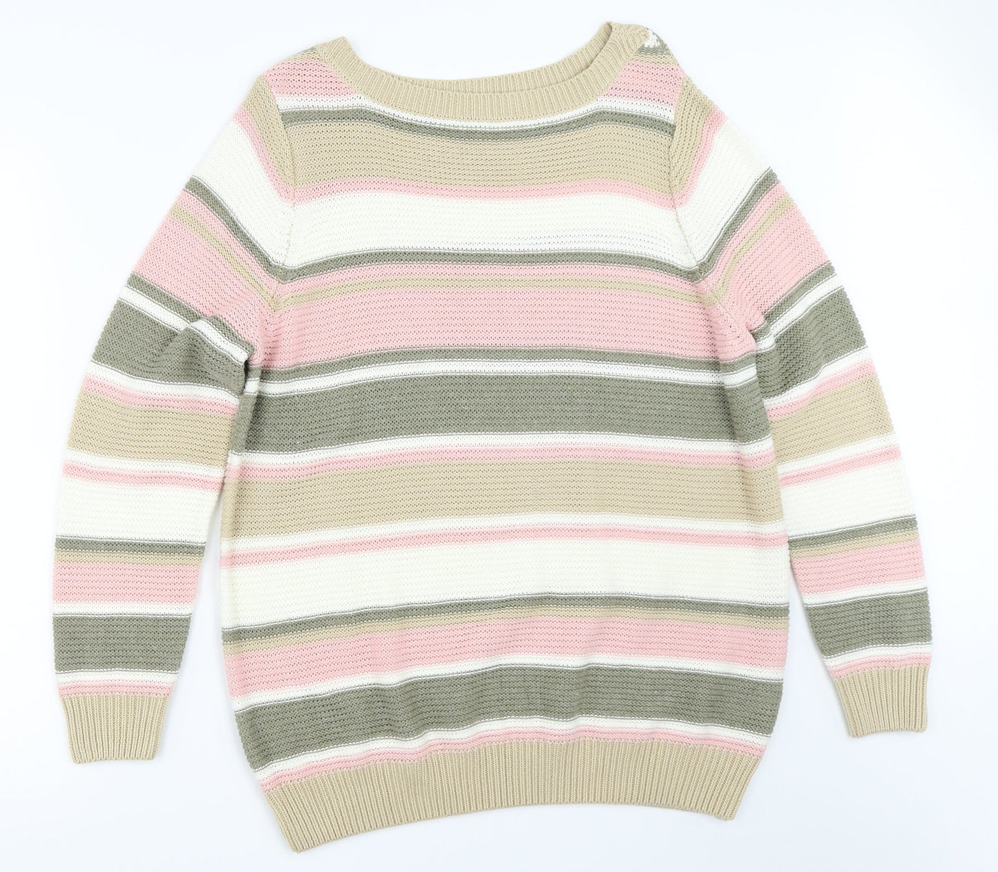 Julipa Womens Beige Striped  Pullover Jumper Size 16
