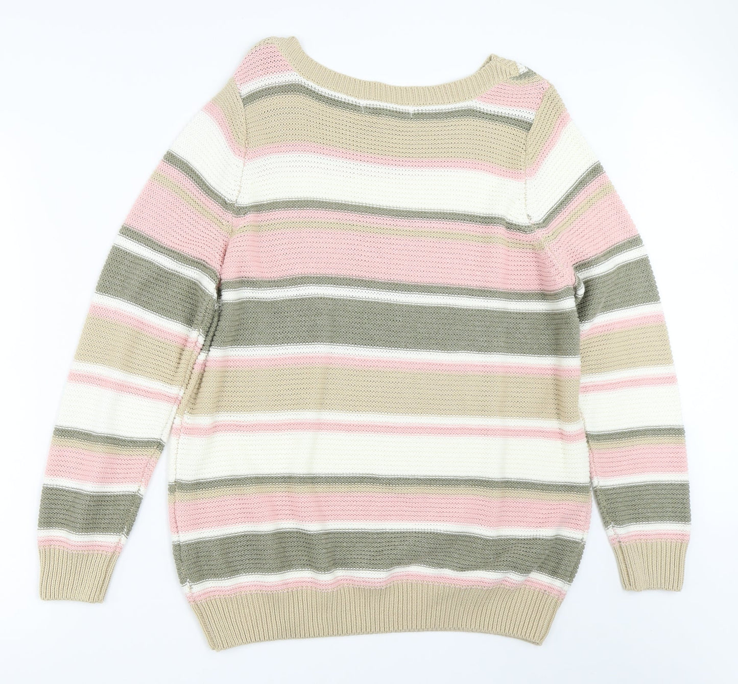 Julipa Womens Beige Striped  Pullover Jumper Size 16