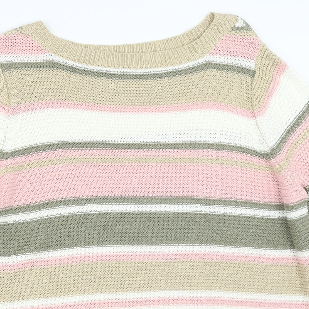 Julipa Womens Beige Striped  Pullover Jumper Size 16