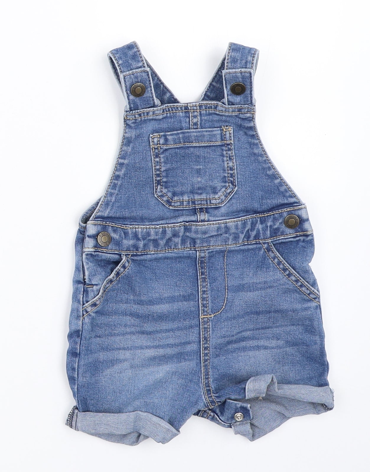 F&F Boys Blue  Denim Dungaree One-Piece Size 3-6 Months