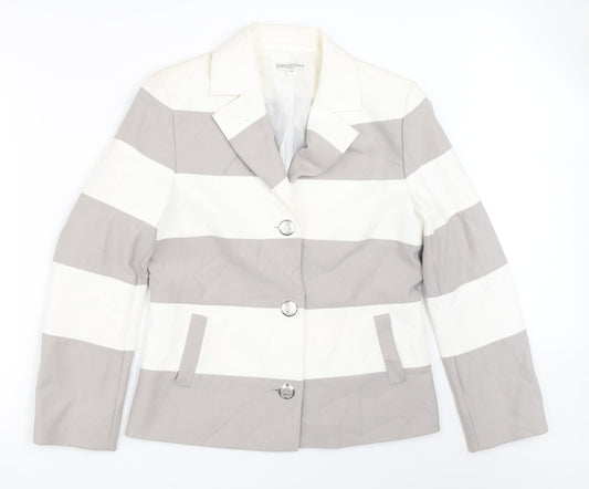 Queenspark Womens Grey Striped  Jacket Blazer Size 12