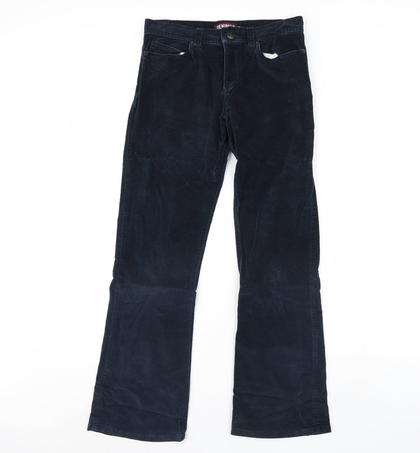 Denim & Co. Womens Blue  Velour Trousers  Size 10 L30 in