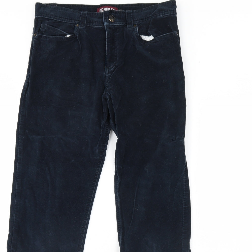 Denim & Co. Womens Blue  Velour Trousers  Size 10 L30 in