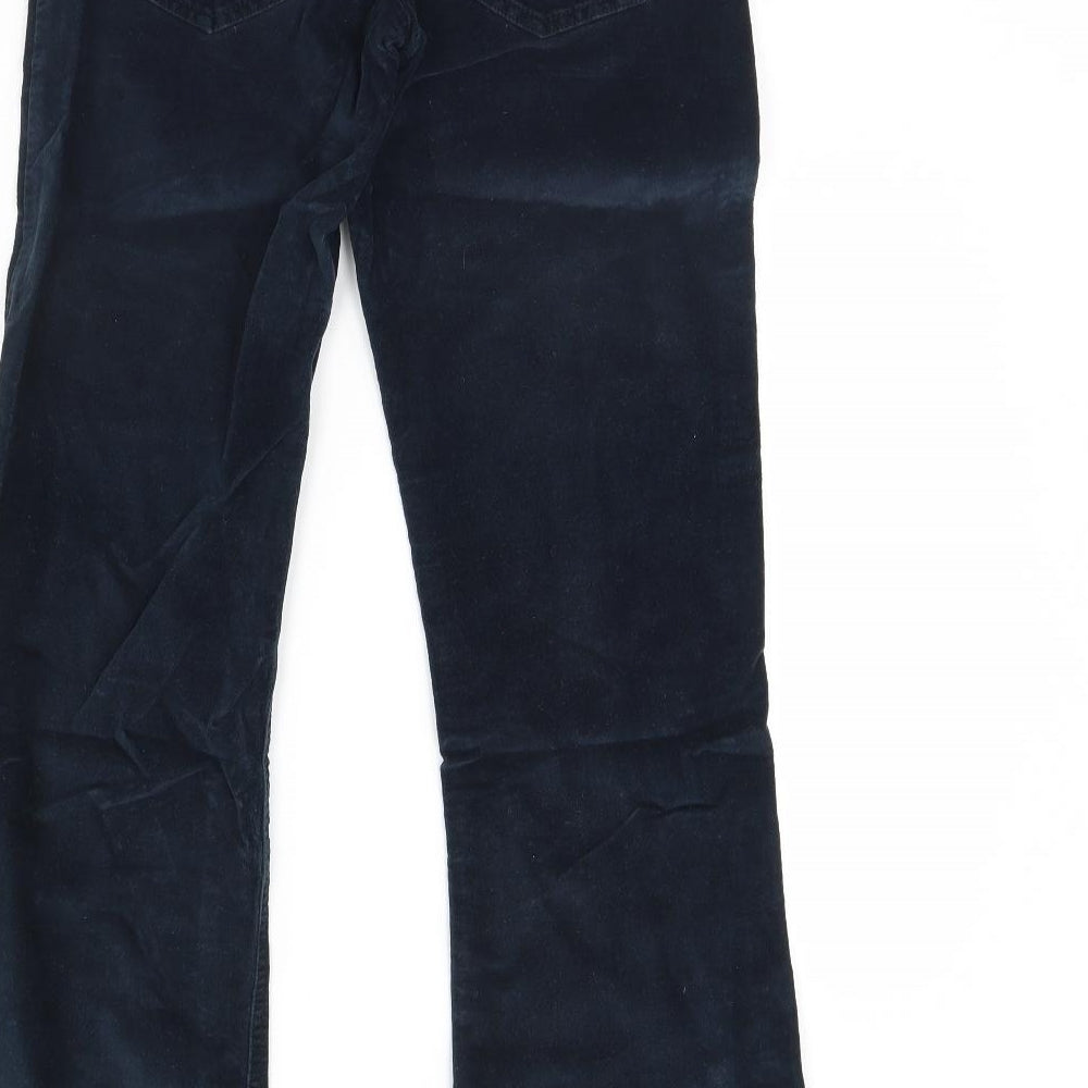 Denim & Co. Womens Blue  Velour Trousers  Size 10 L30 in