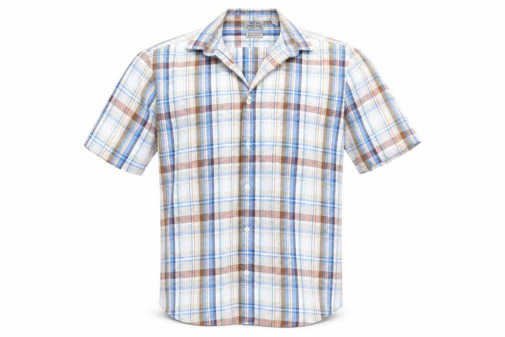 Peter England Mens Blue Check   Button-Up Size M