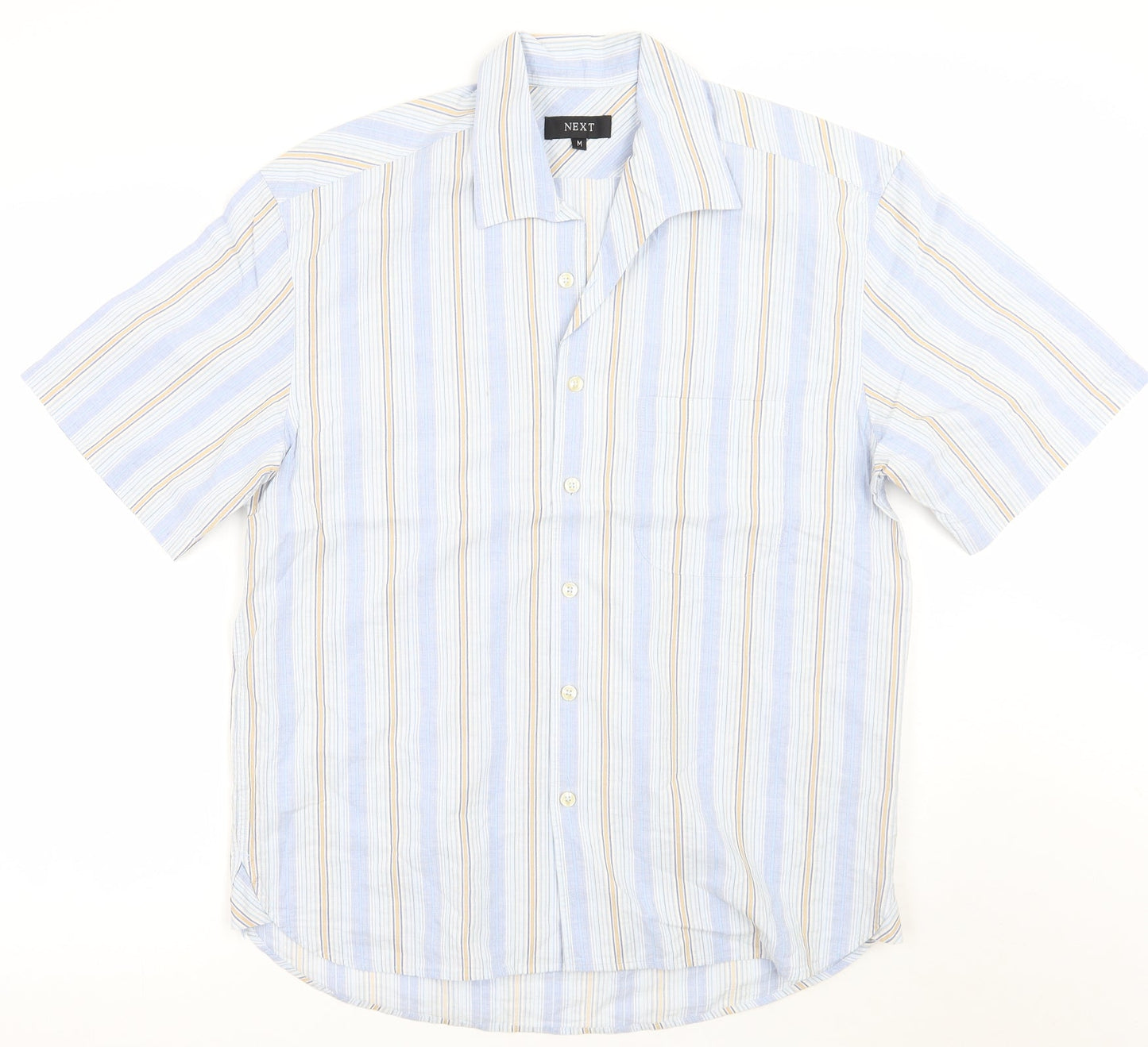NEXT Mens White Striped   Button-Up Size M