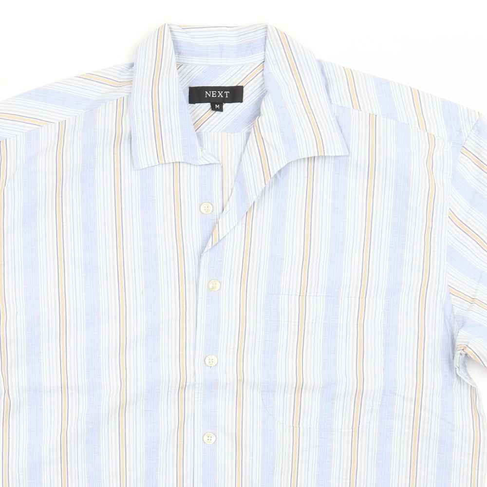 NEXT Mens White Striped   Button-Up Size M