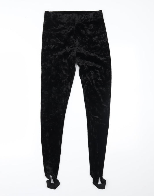 FOREVER 21 Womens Black  Velour  Leggings Size M L28 in