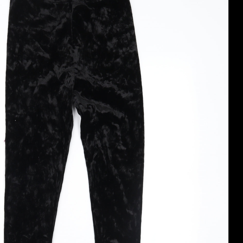 FOREVER 21 Womens Black  Velour  Leggings Size M L28 in