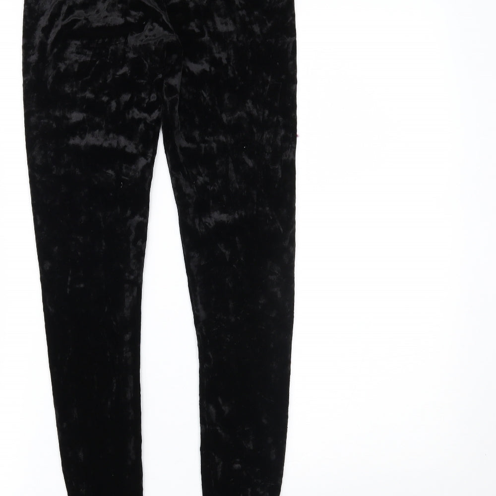 FOREVER 21 Womens Black  Velour  Leggings Size M L28 in