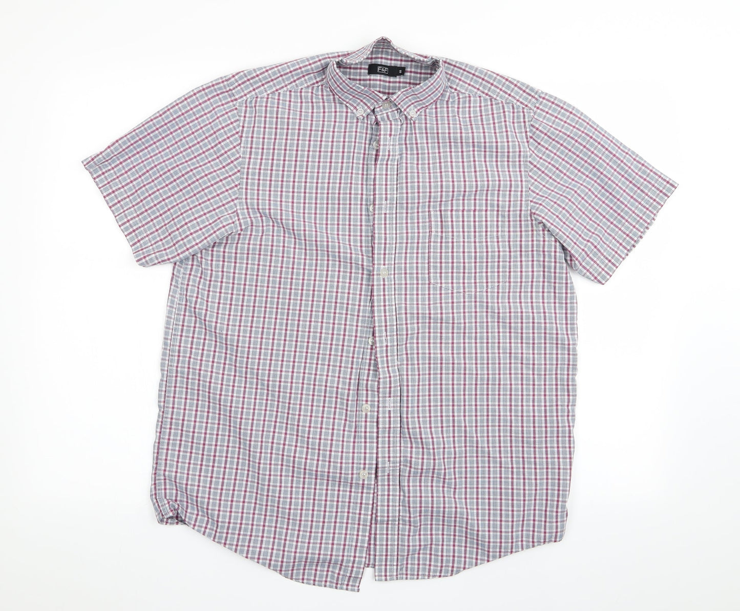 Florence and Fred Mens Red Check   Button-Up Size S