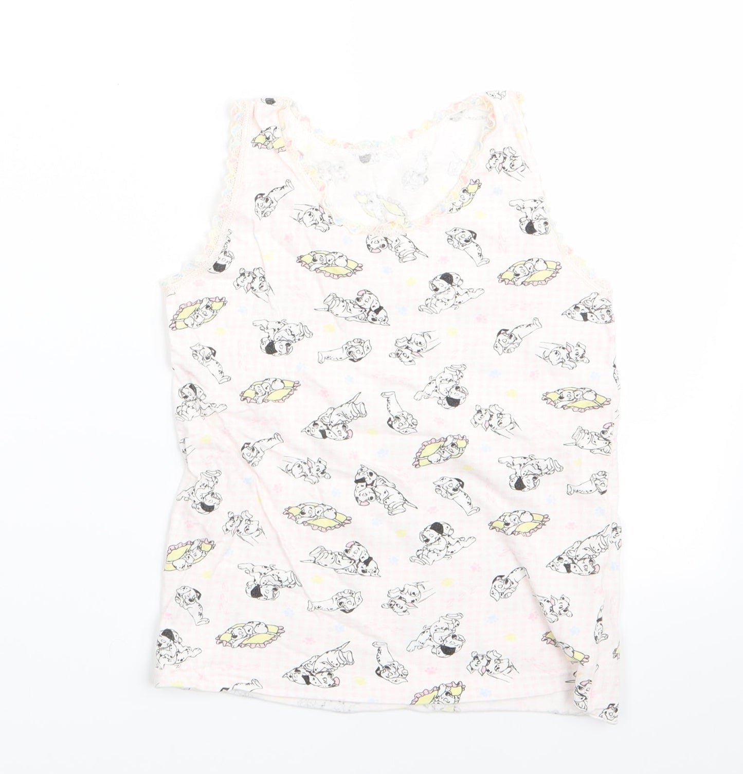 Preworn Girls Pink Animal Print   Pyjama Top Size 7-8 Years  - Dalmations