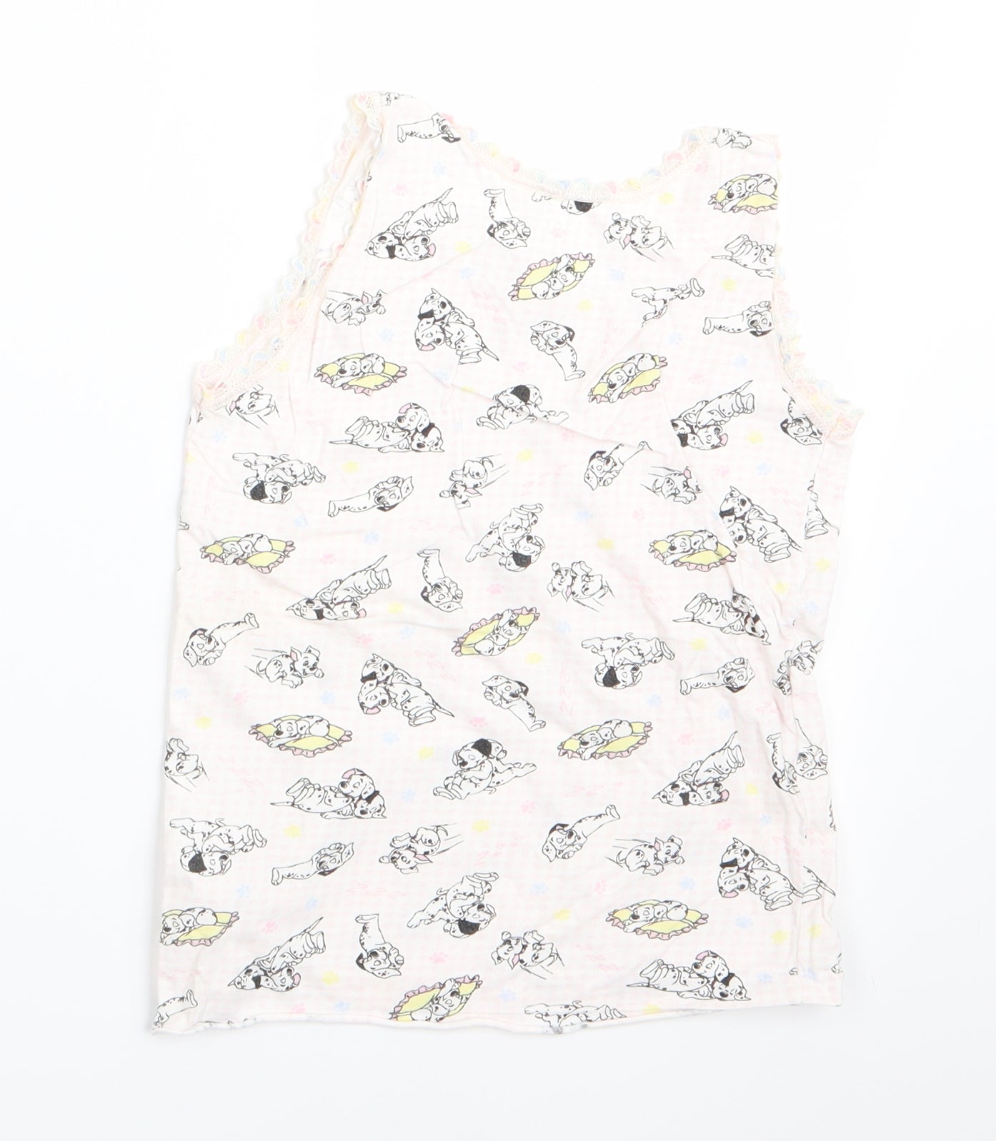 Preworn Girls Pink Animal Print   Pyjama Top Size 7-8 Years  - Dalmations